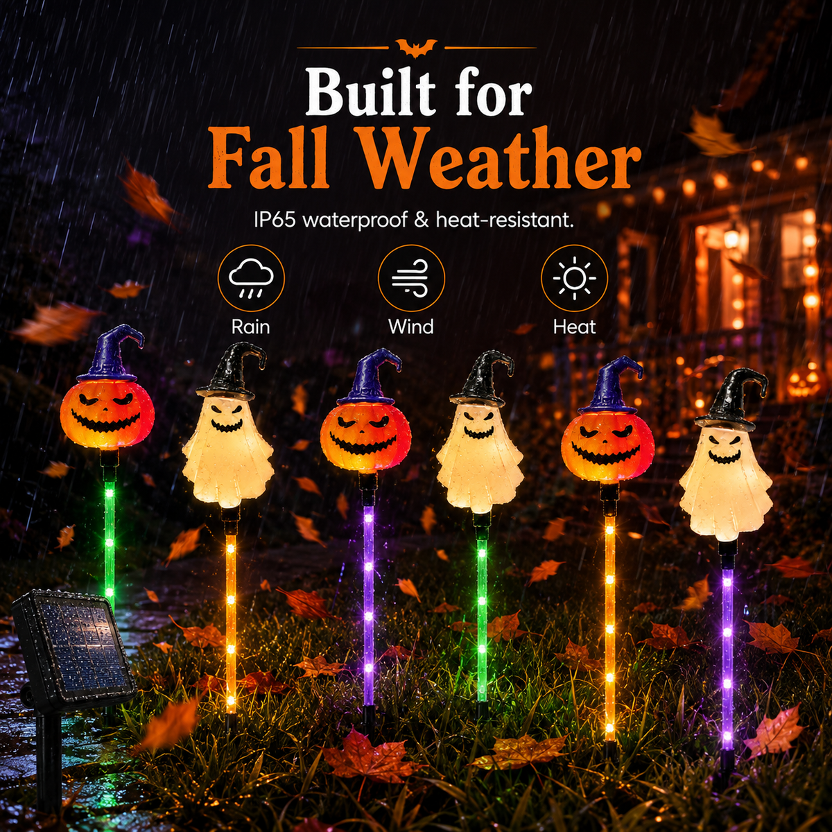🎃 Solar Halloween Pumpkin & Ghost Pathway Lights (Set of 6)