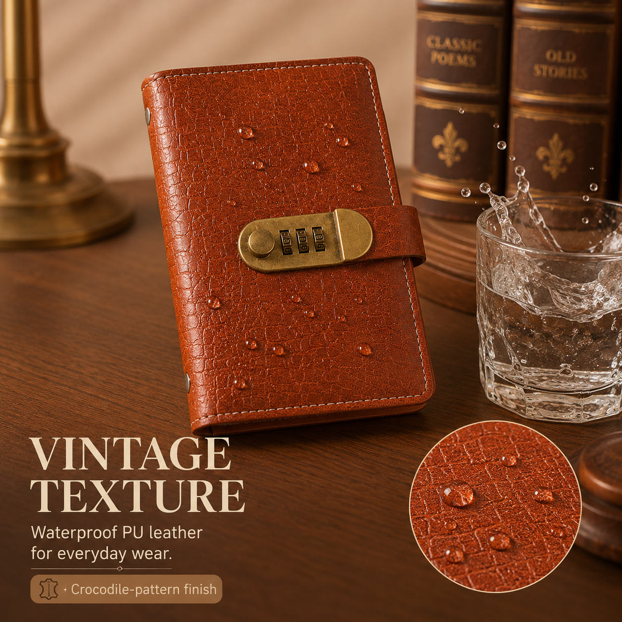 "Multi-Functional Vintage Crocodile Password Lock Cash & Currency Binder 💰🔒"