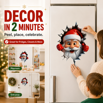 🎅 Bring Christmas Magic Home:  Santa Burst Wall Sticker!