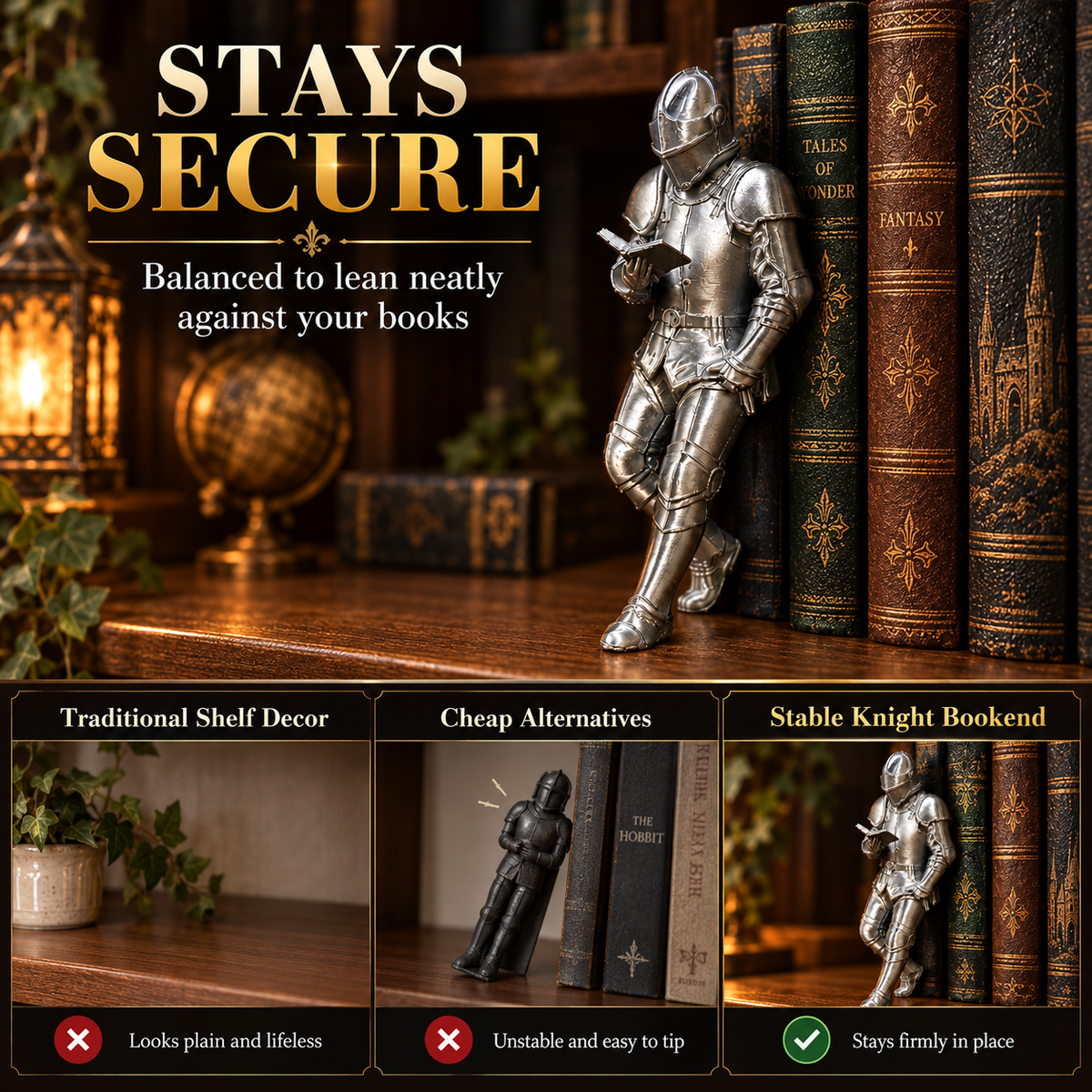 Medieval Knight Bookshelf Decor & Fantasy Book Nook Figurine ⚔️