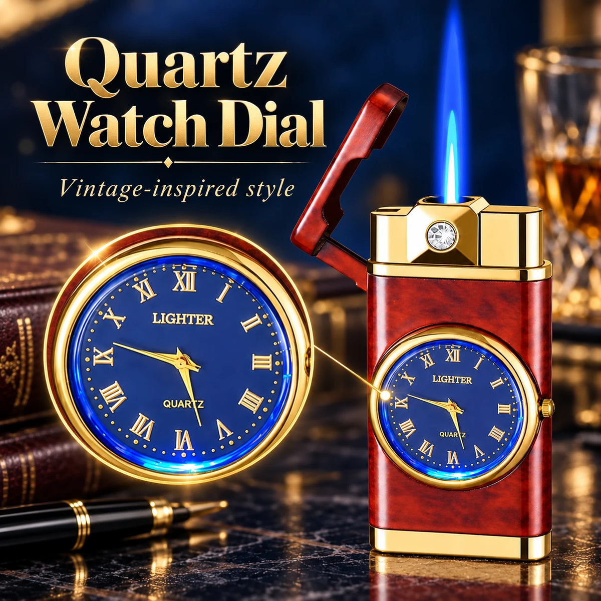 Adjustable, rechargeable, portable outdoor windproof blue flame lighter