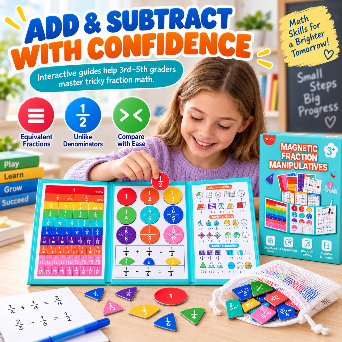 Visual Math Fraction Manipulatives Toy for 3rd-5th Grade Kids 📐