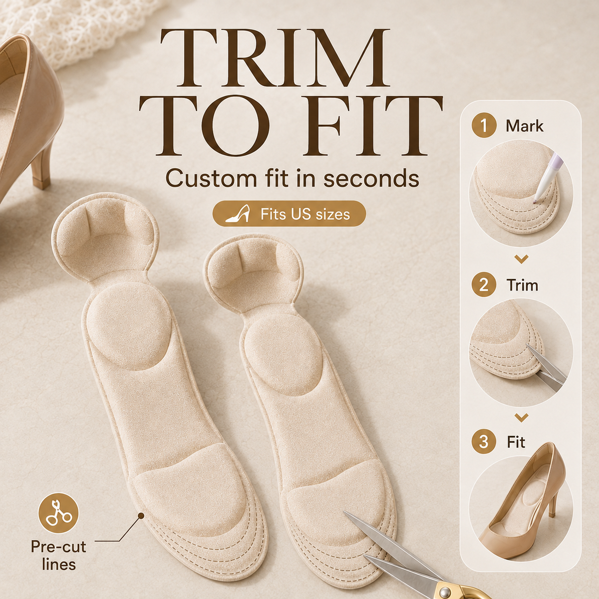 👠 Say Goodbye to Shoe Pain: 2-in-1 Heel Cushion & Insole Pads(Set of 2)