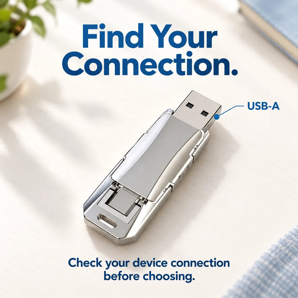💾 Portable USB Flash Drive for Photo Backup & File Storage — Silver Swivel Design