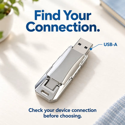 💾 Portable USB Flash Drive for Photo Backup & File Storage — Silver Swivel Design