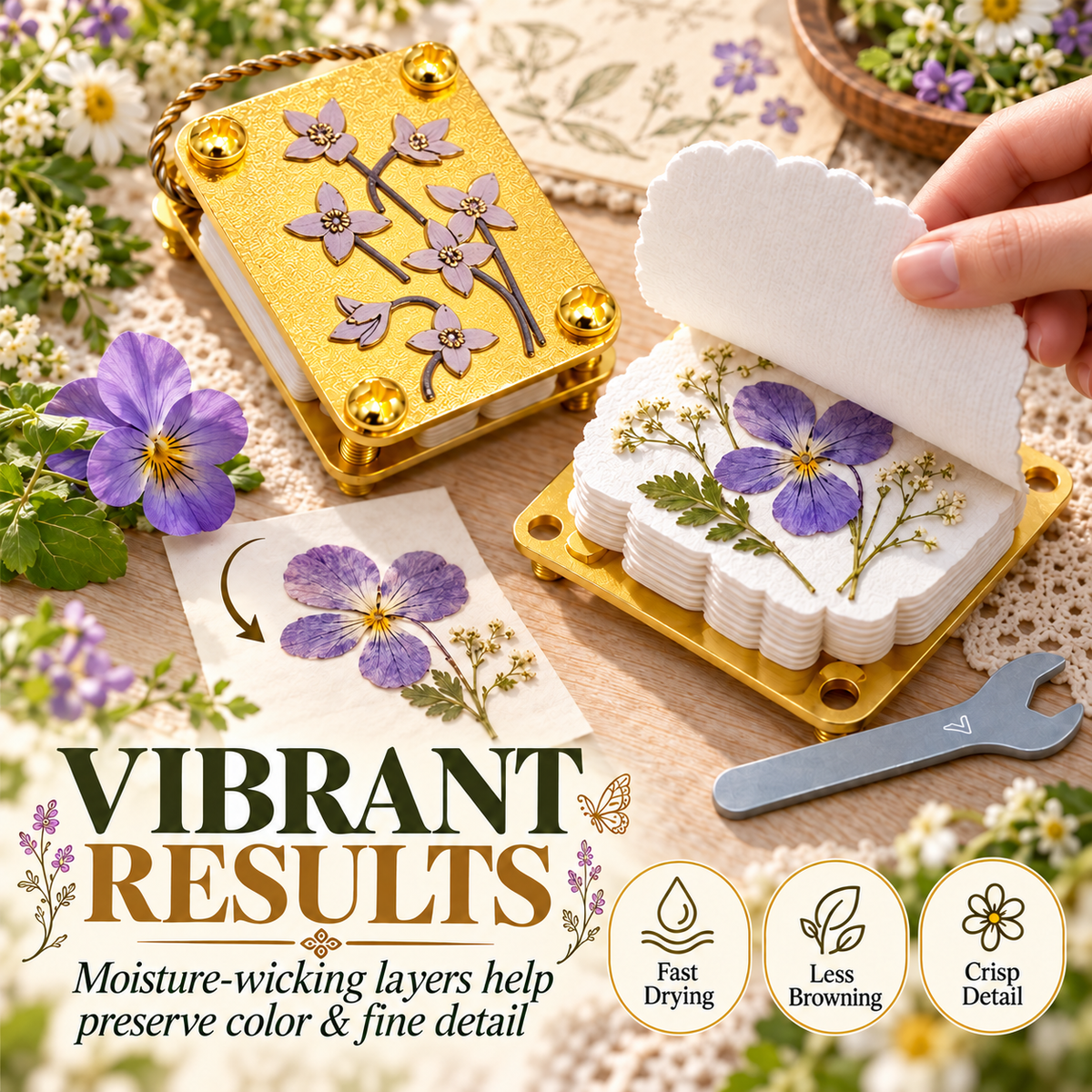🌸 Micro Metal Flower Press Kit – Portable Botanical Art Press