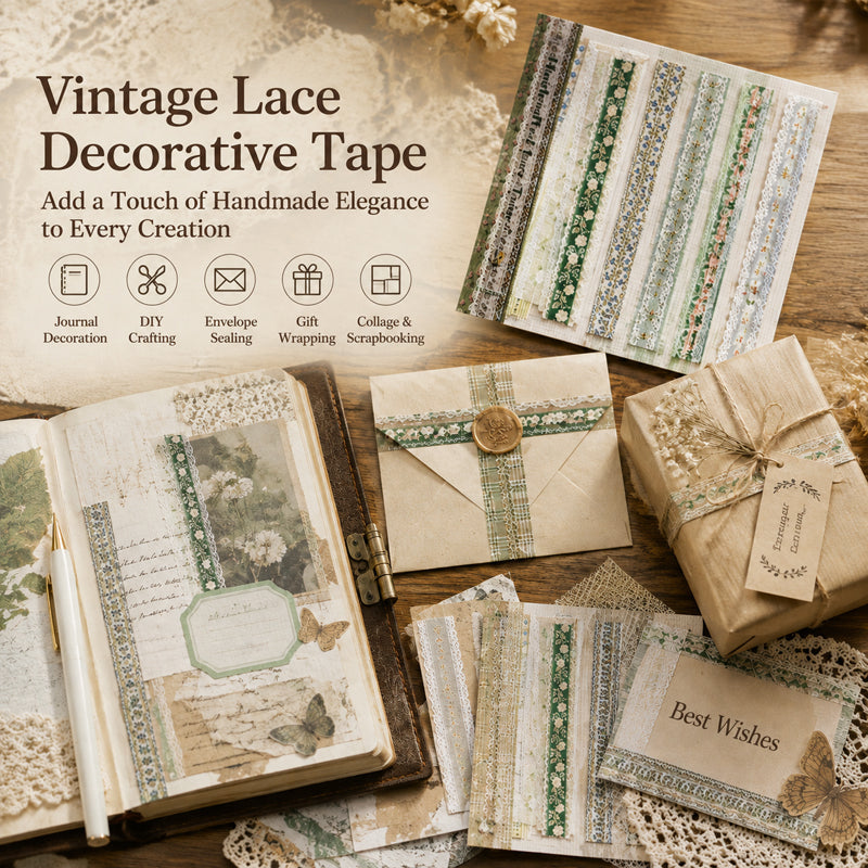 ✨ Aesthetic Vintage Long Strip Sticker Pack | Retro Washi Decor for Junk Journal & Scrapbook 📓
