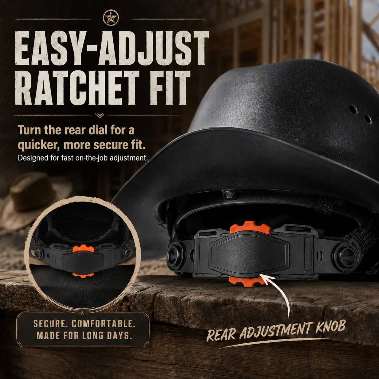 🤠 Western Cowboy Hard Hat Wide Brim Helmet with Chin Strap 🛡️