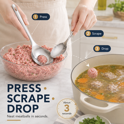 ✨Goodbye Sticky Hands! Stainless Steel Meatball Spoon