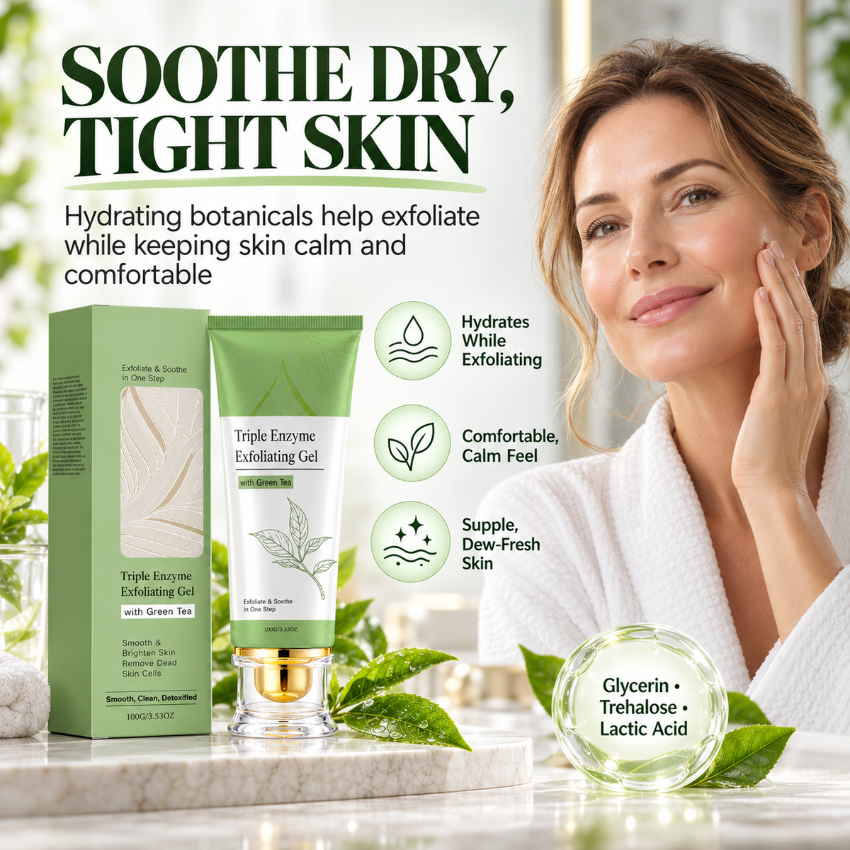 🍃 Green Tea Gentle Exfoliating Face Gel for Smooth & Radiant Skin