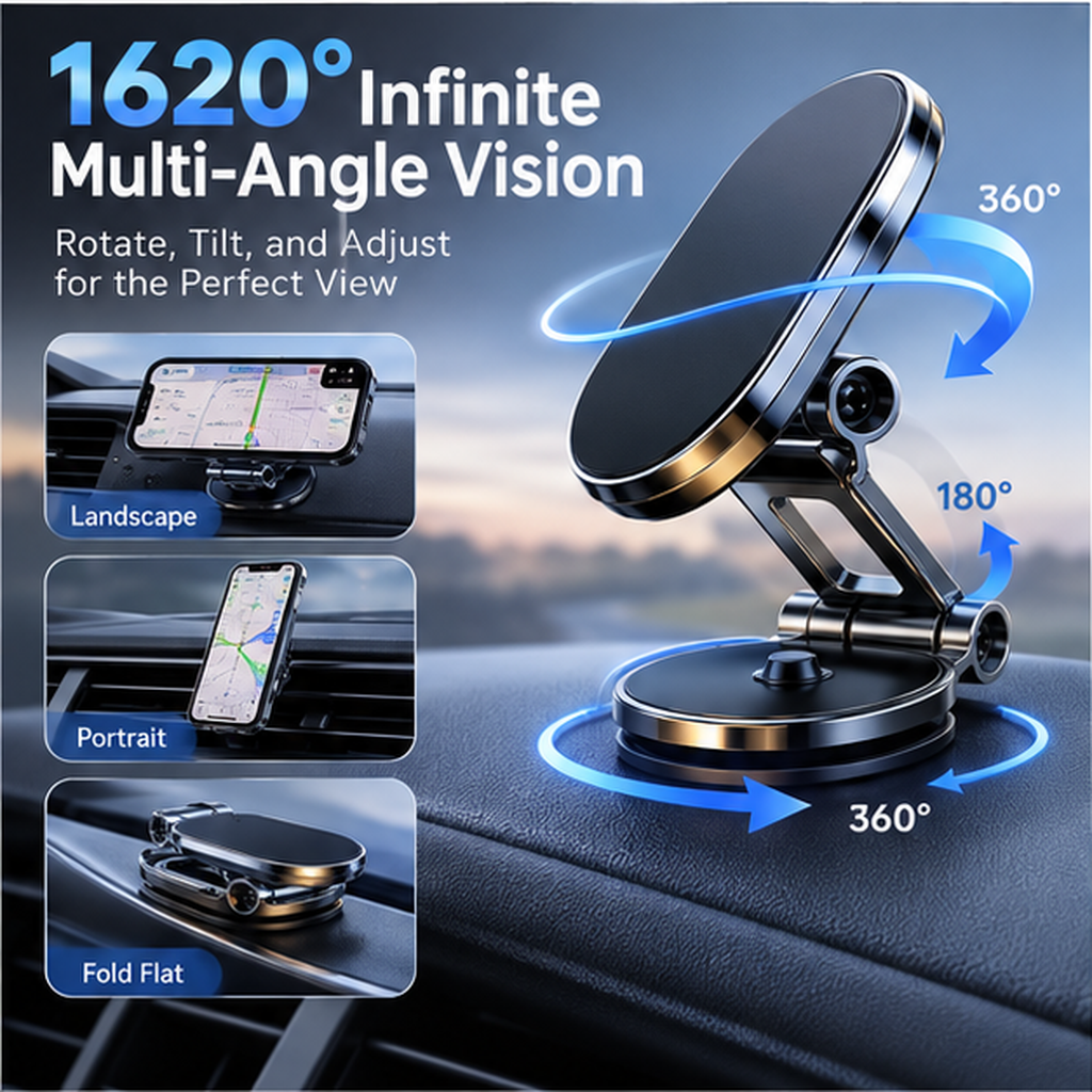 Heavy-Duty 360° Rotatable Magnetic Car Phone Mount for All Smartphones 🔥🚘
