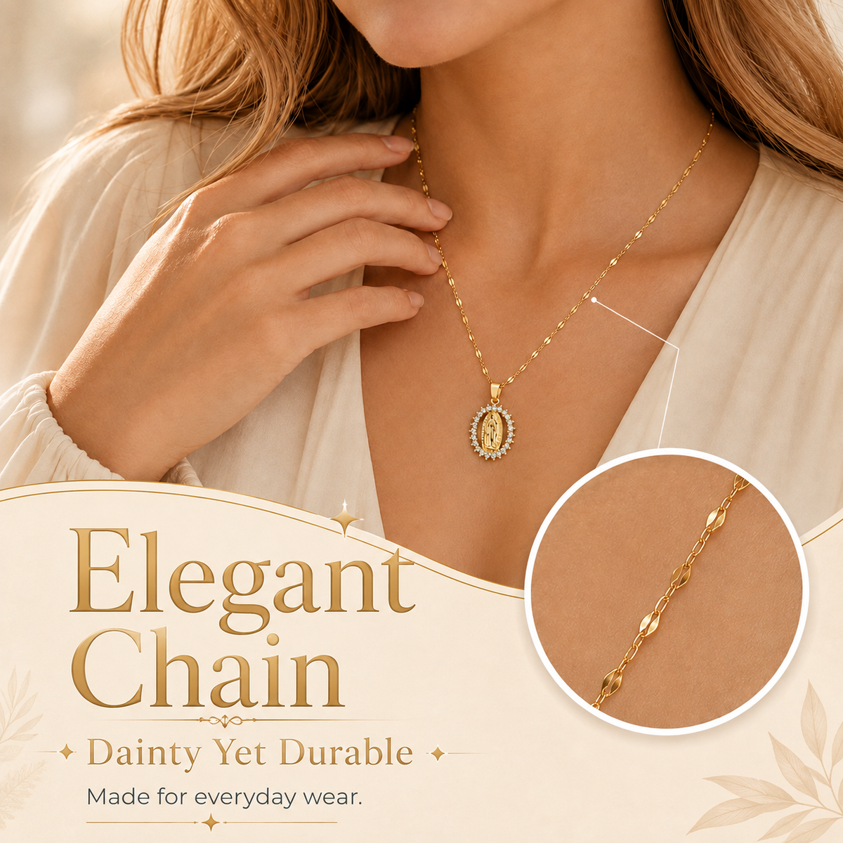 💖Gold Virgin Mary Faith Medallion Necklace