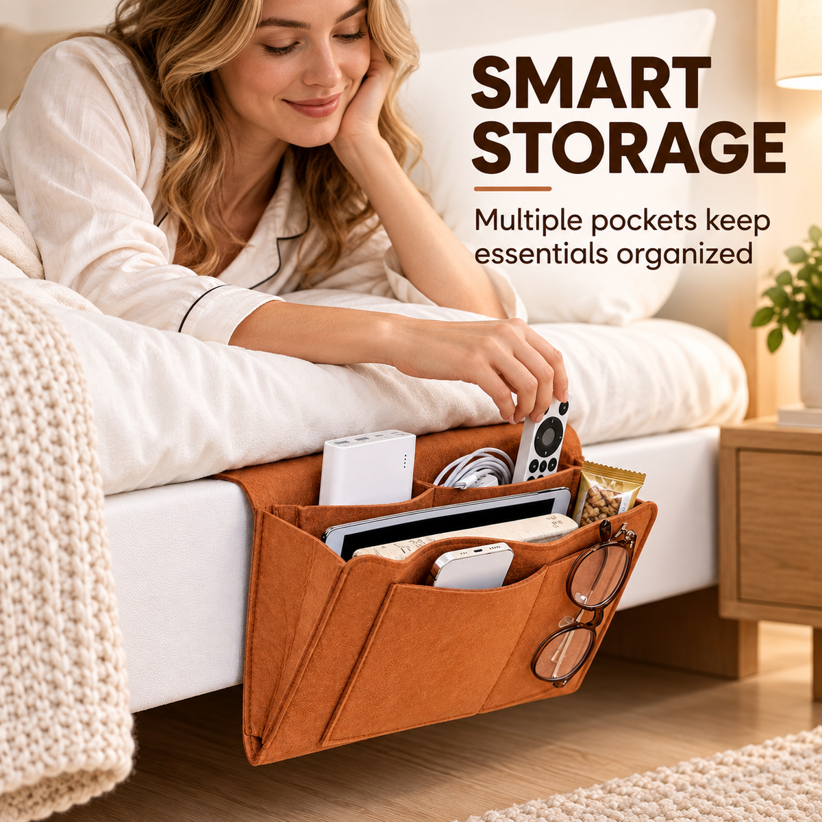 Cozy Felt Nightstand Organizer & Sofa Armrest Storage Bag 🏡
