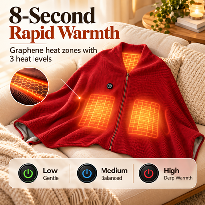 🔥 All-Day Warmth: 3-Mode USB Powered Electric Heating Shawl