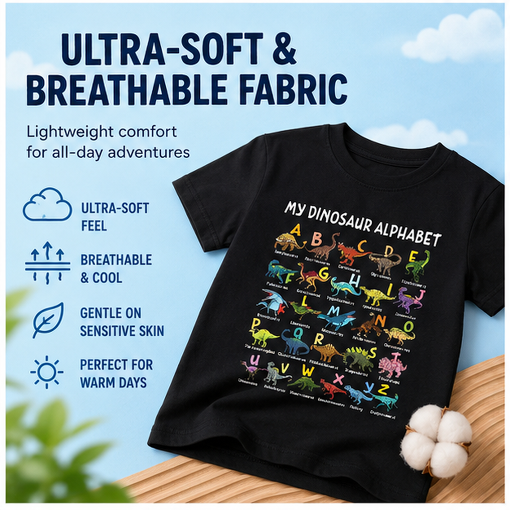 🦖The ABC Dino Tee: Spark Your Little Explorer’s Curiosity & Early Learning!