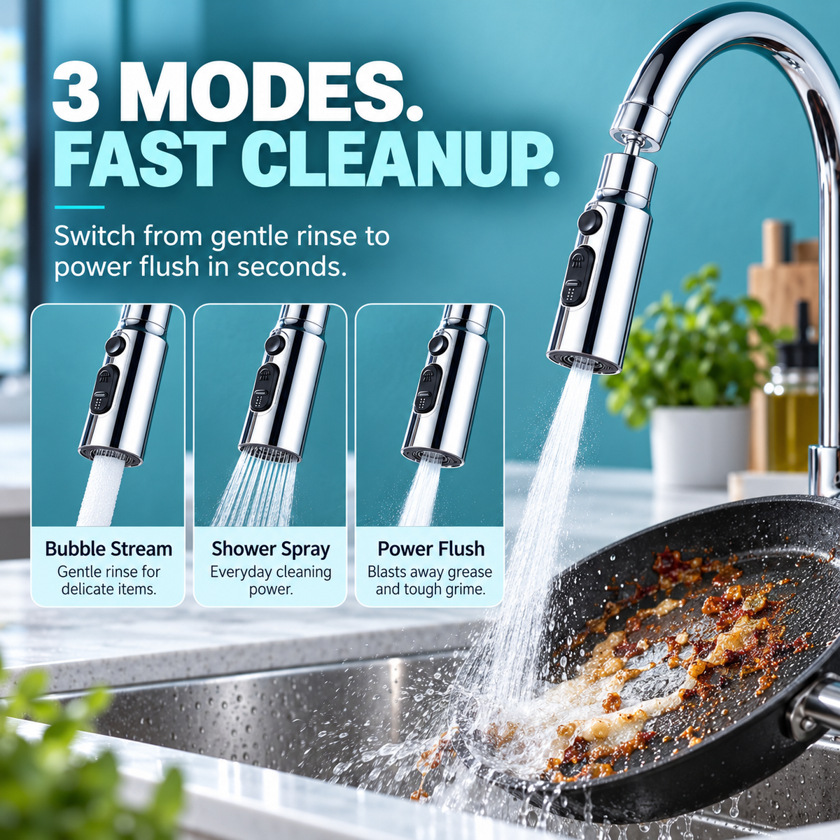 💧 360° Rotating Anti-Splash Universal Faucet Sprayer Head
