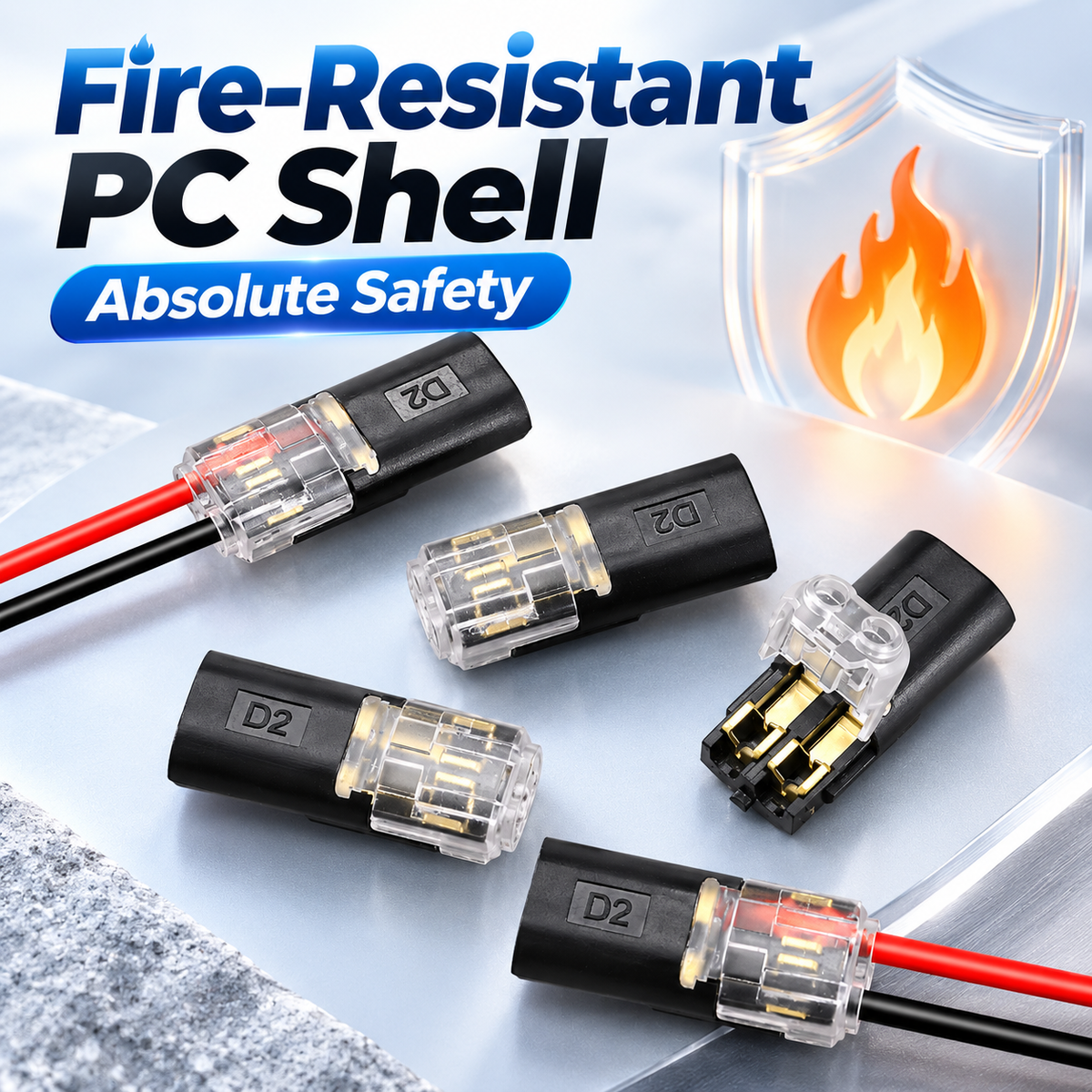 Pro-Grade Tool-Free Quick Wire Connectors (50 PCS) – No-Strip, Fire-Resistant & Secure Splice Terminals for Automotive & DIY