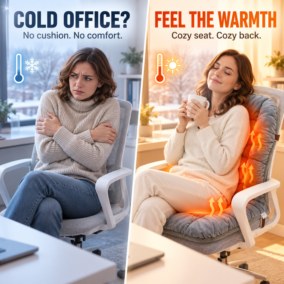 🔥 Plush Heated Chair Cushion – Cozy Seat & Back Warmer