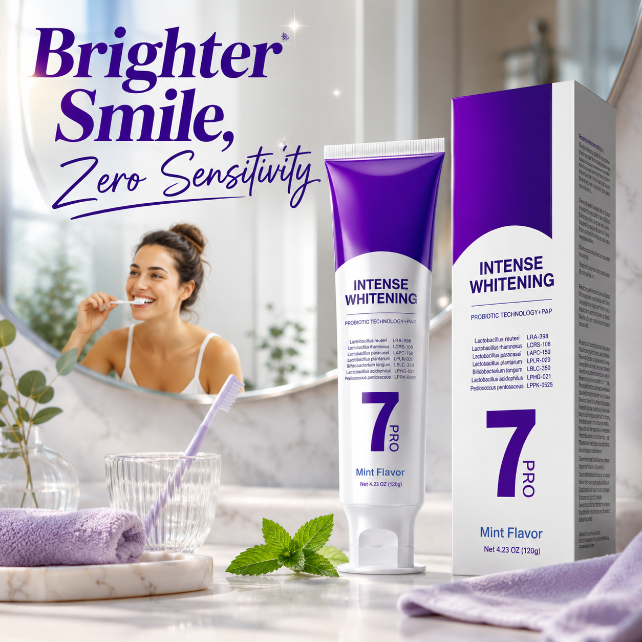 Probiotic Intense Whitening Toothpaste - 7-Day Stain Removal & Fresh Breath ✨