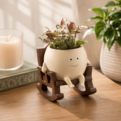 Handmade Smiling Face Planter 🪵🌱