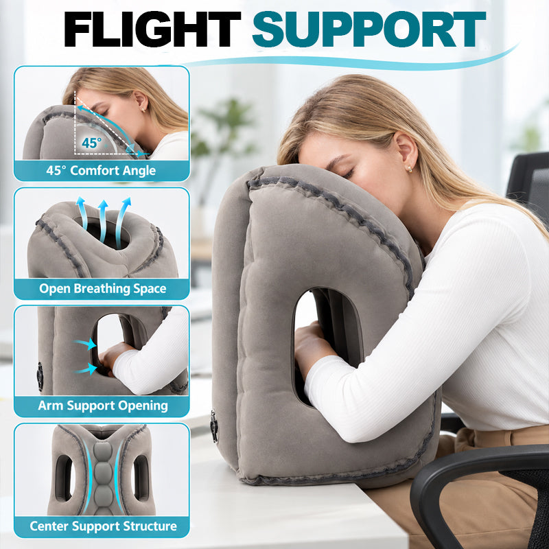 Inflatable airplane pillow – travel product photo