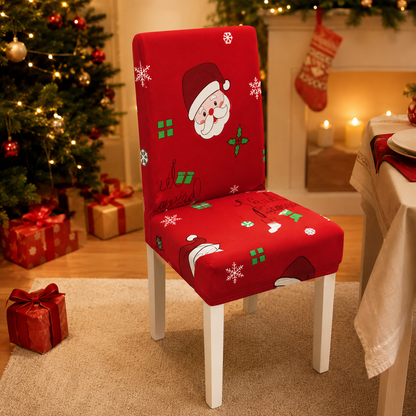 🎄 Elastic Christmas Dining Chair Cover – Soft, Washable & Festive Slipcover 🎅