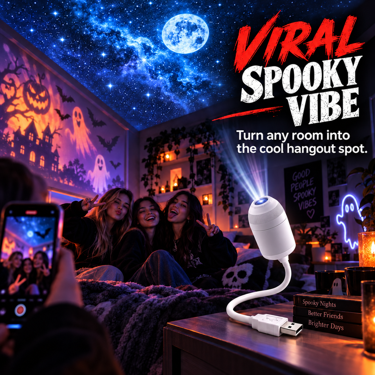 Halloween Horror Atmosphere & Galaxy Star Projector 🎃