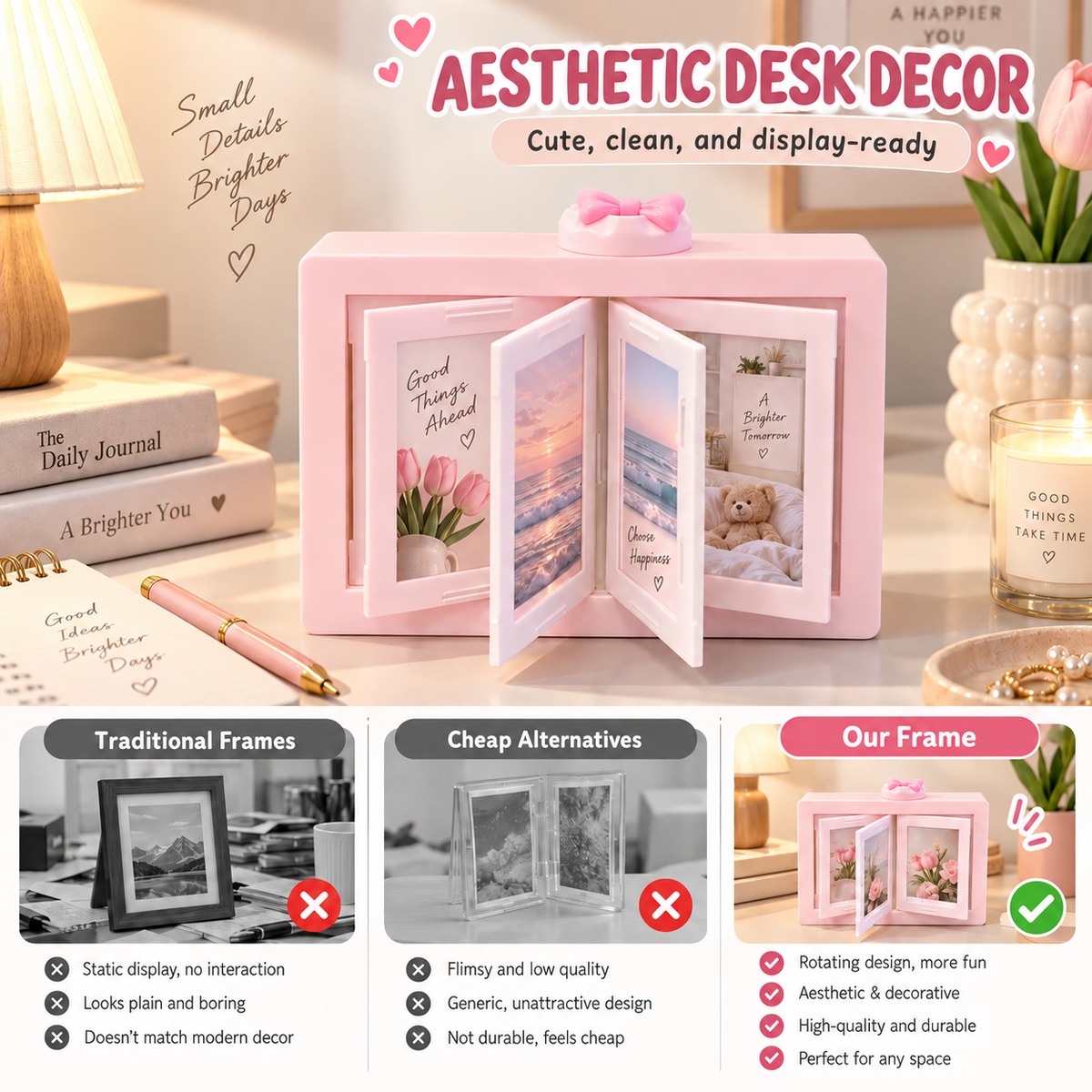 360° Rotating Polaroid Photo Frame & Flip Accordion Memory Album 💫