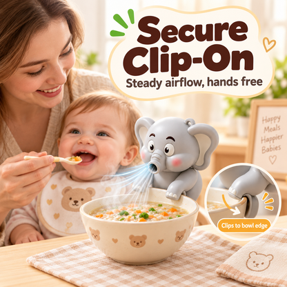 Cute Cartoon Baby Food Cooling Fan & Bowl-Edge Air Blower 🐘🍲
