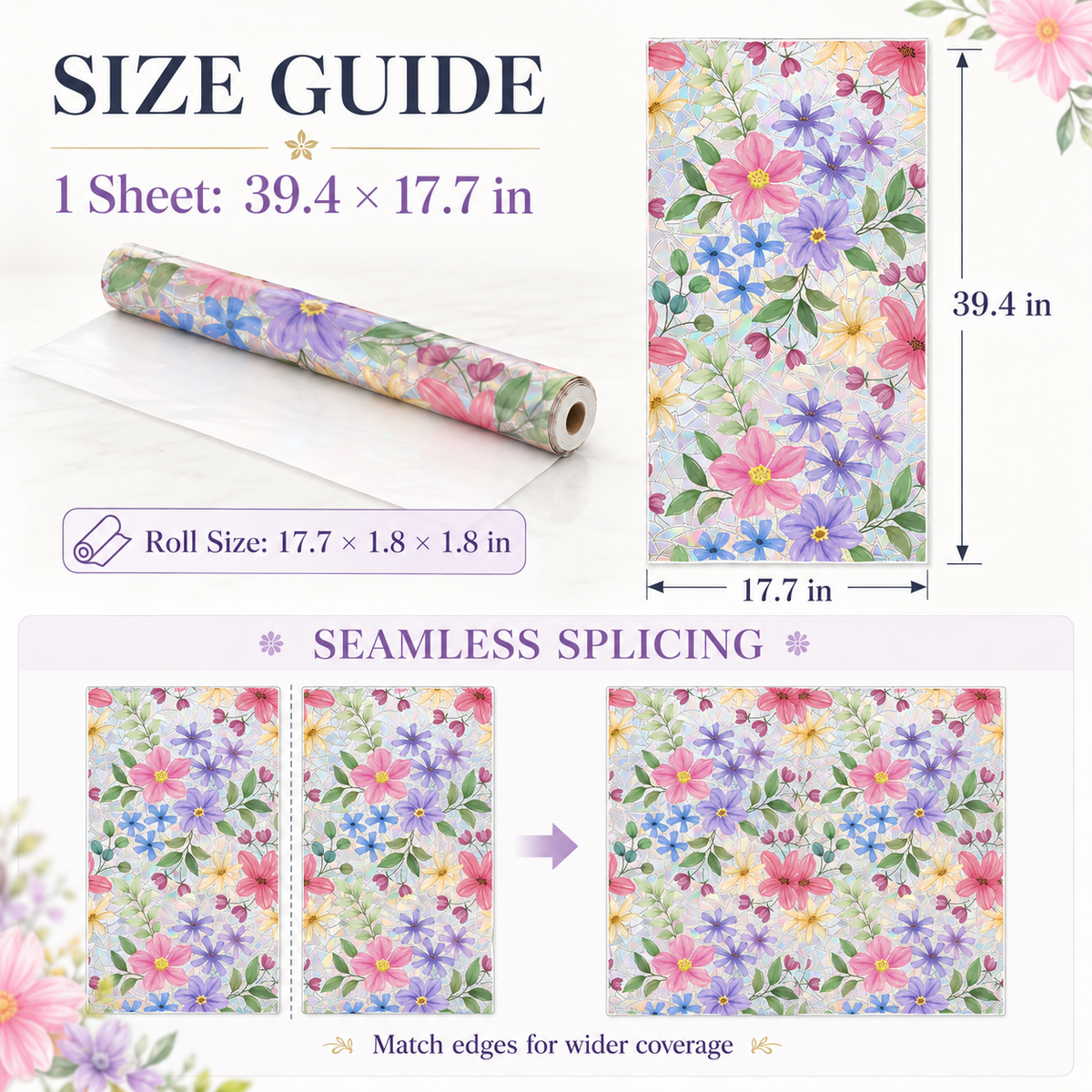 🌸 Colorful Floral Rainbow Prism Window Cling
