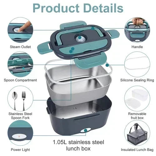 🍱 49% OFF! Portable Electric Heating Lunch Box – 1.5L, Home & Car Use 🔥