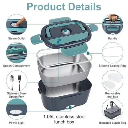 🍱 49% OFF! Portable Electric Heating Lunch Box – 1.5L, Home & Car Use 🔥