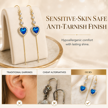 ✨ Shimmering Crystal Heart Threader Earrings