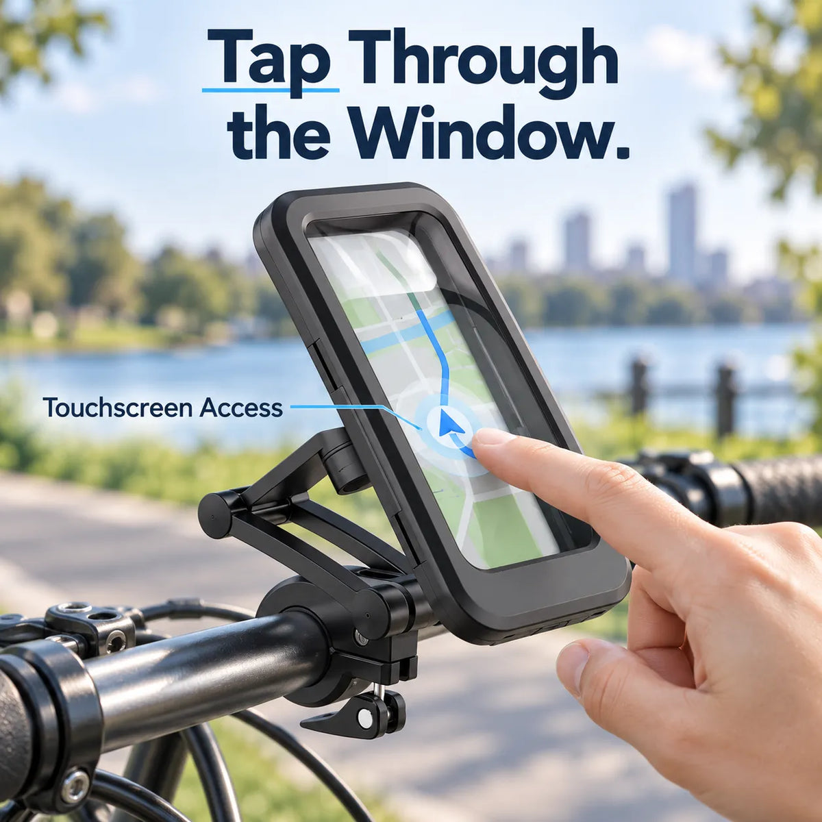 🚴 Rainproof Bike Phone Holder with Touchscreen Case & Adjustable Handlebar Mount 🌦️