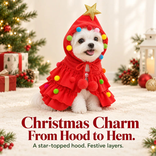 Christmas Dog Cape 🎄 Festive Tree Costume for Holiday Photos