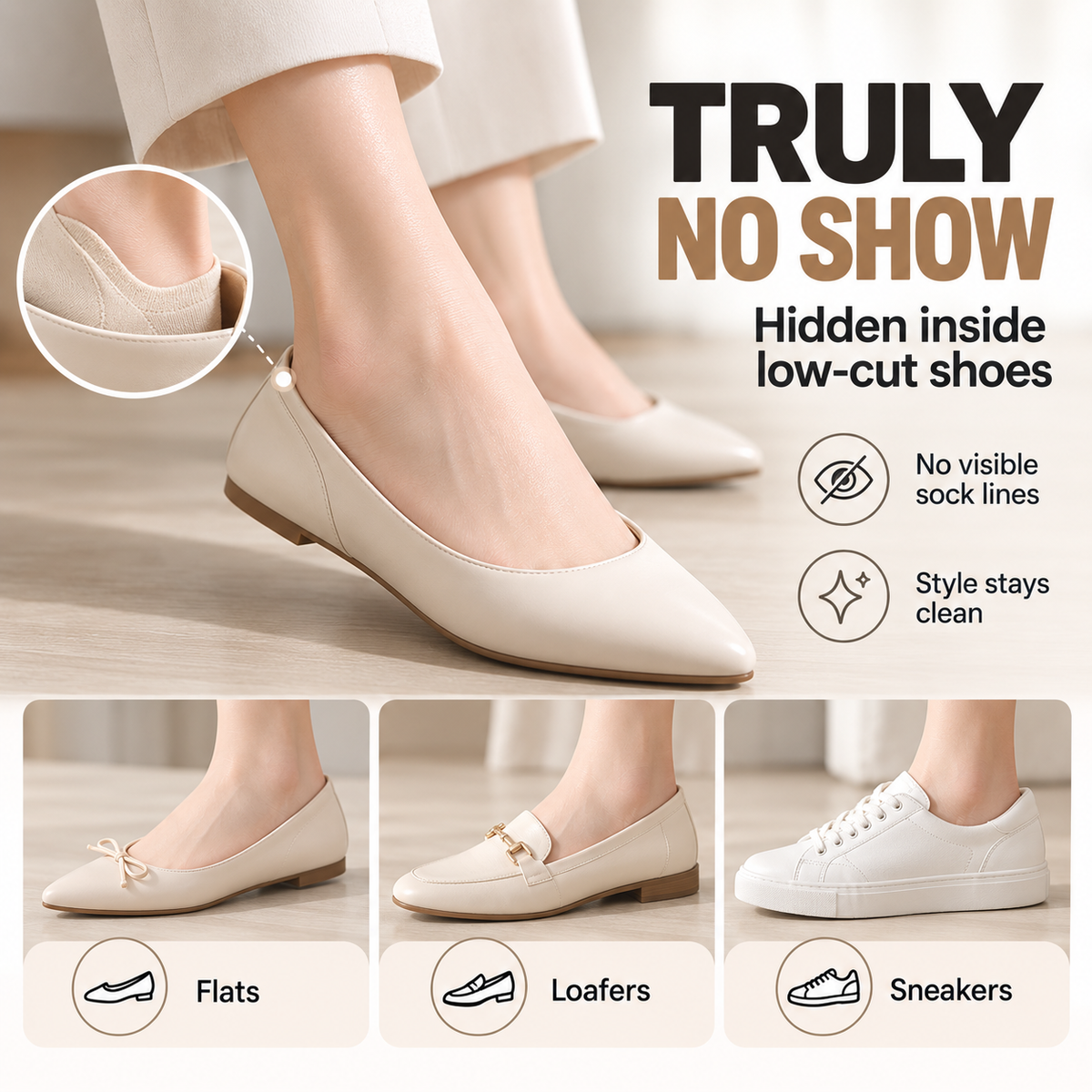 Stay-Put Ice Silk Invisible Socks with Cushioning ☁️