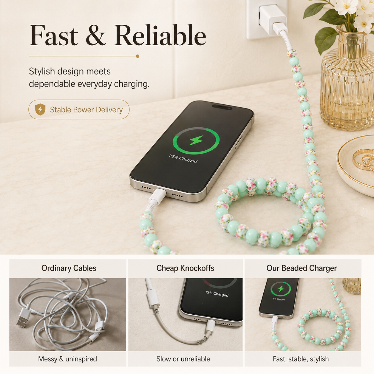 Luxury Leopard Beaded Dual-Head Charging Cable 🖤⚡