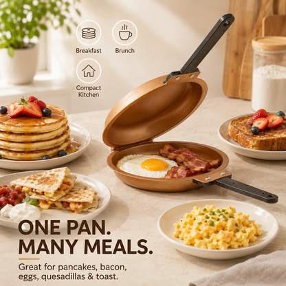 🍳 Master Breakfasts in Minutes: Non-Stick Double-Sided Flip Pan