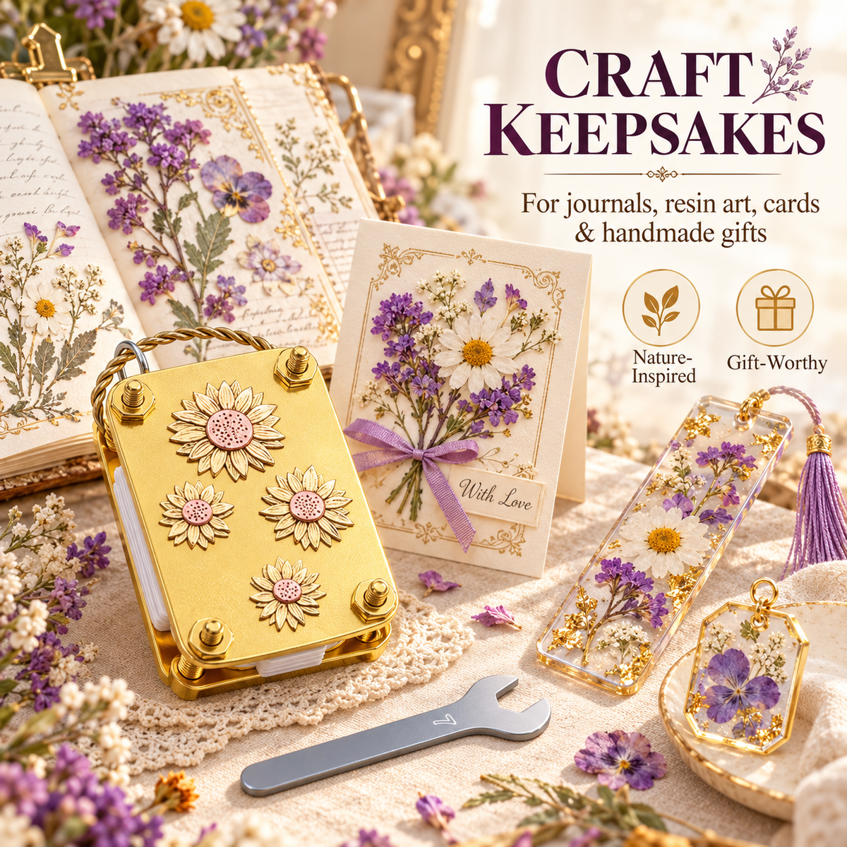 🌸 Micro Metal Flower Press Kit – Portable Botanical Art Press