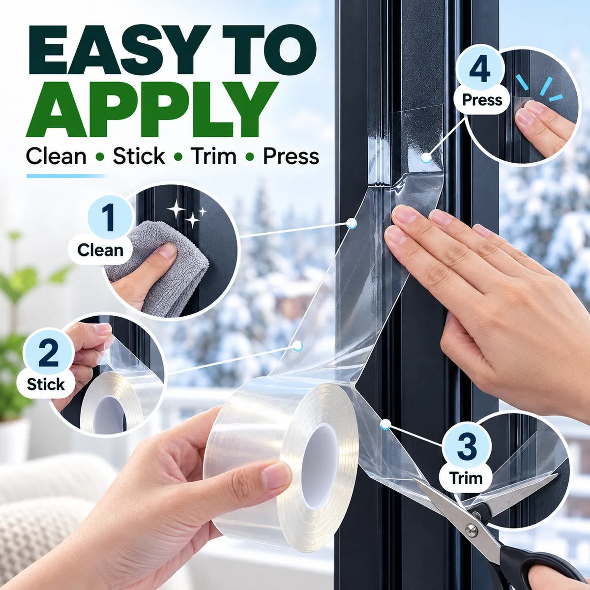 Clear Weather Sealing Tape – Waterproof Window & Door Gap Seal
