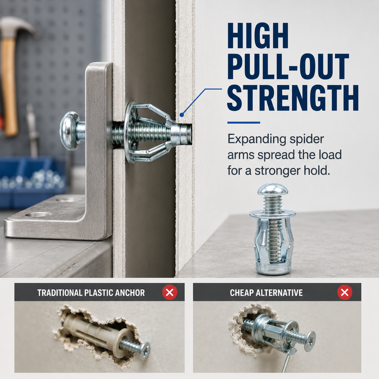 🔩 Heavy-Duty Jack Nut Expansion Anchors for Thin & Hollow Materials