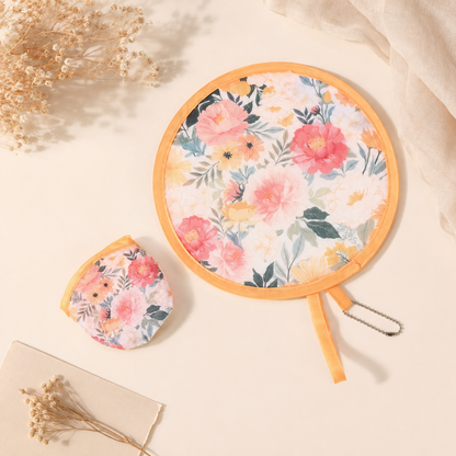 🌸 Portable Floral Foldable Hand Fan | Pocket Cooling Breeze with Pouch ✨