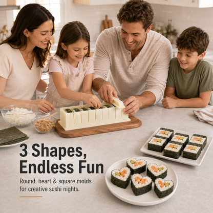 DIY Sushi Maker Kit - Quick 9-Piece Mold & Easy Cutter Tool 🍣