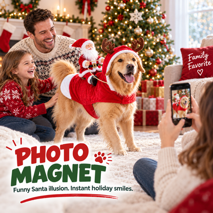 🎅 Christmas Dog Riding Santa Outfit - Funny Holiday Pet Apparel 🎁