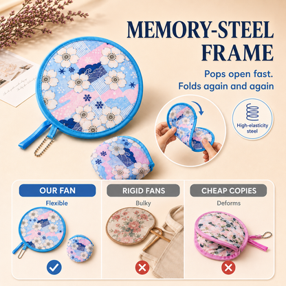 🌸 Portable Floral Foldable Hand Fan | Pocket Cooling Breeze with Pouch ✨