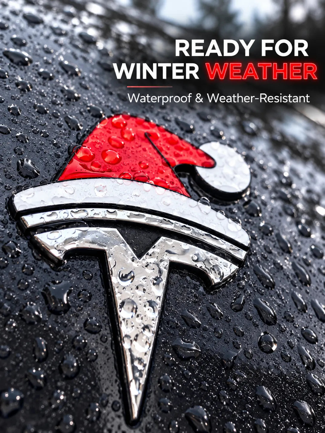 🎅 Christmas Car Emblem Santa Hat Sticker – Festive 3D Holiday Upgrade