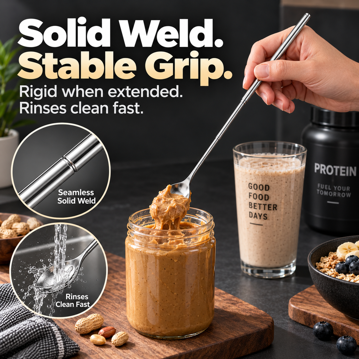 Stainless Steel Telescopic Extendable Long Handle Fork & Spoon 🥄