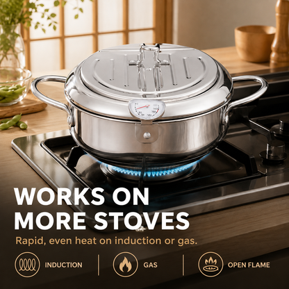 Stainless Steel Deep Fryer with Oil Filter and Thermometer 🌡️