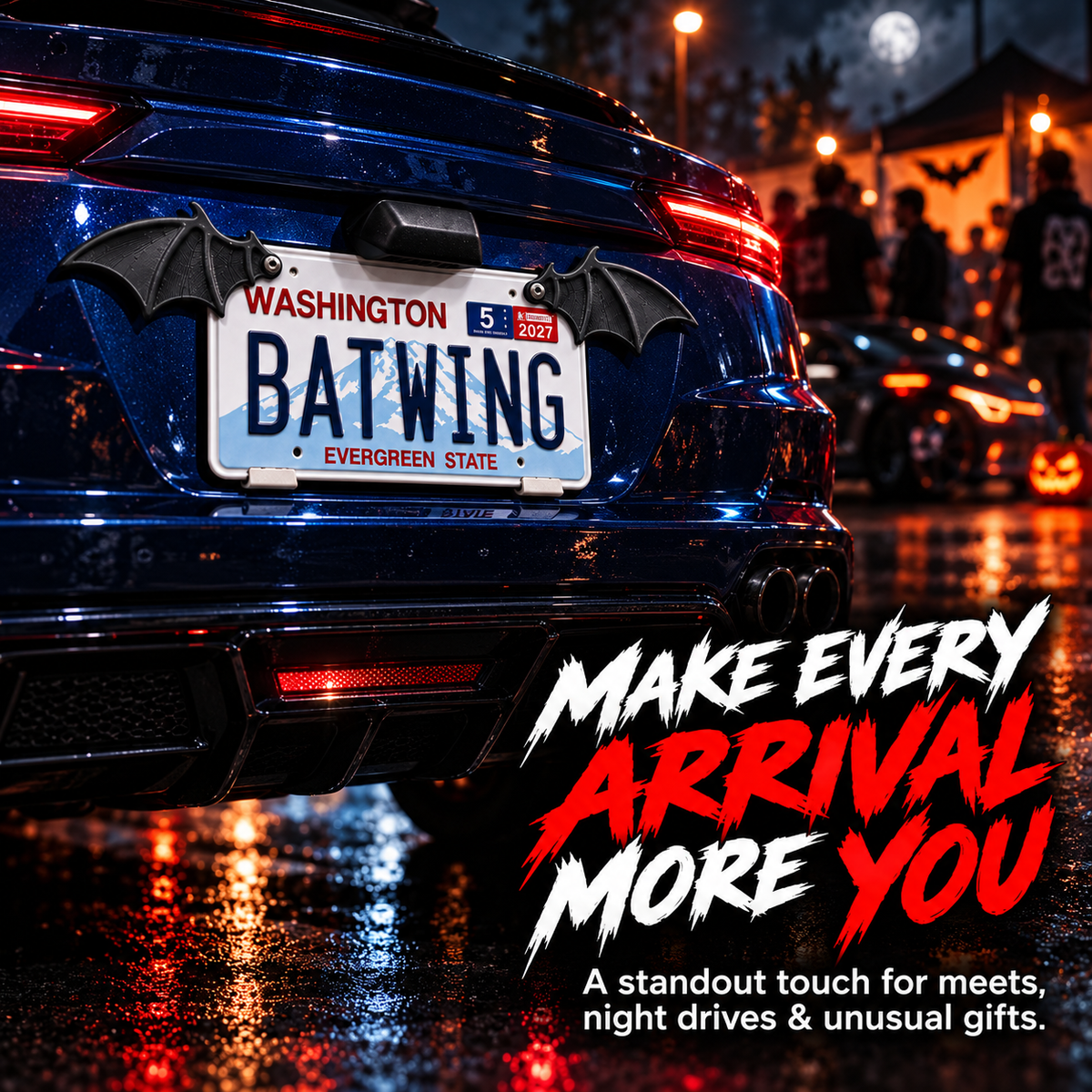 🦇 3D Bat Wing License Plate Decorations – Gothic Car Accessories