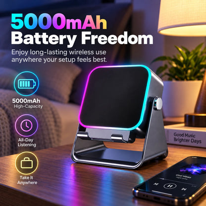 RGB Sound-Sync Ambient Light & Wireless Phone Stand 🎧✨